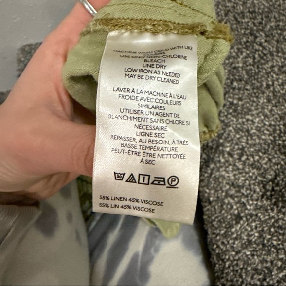 Anthropologie Pilcro Smocked Printed Linen Jumpsuit in Moss - Picture 8 of 9